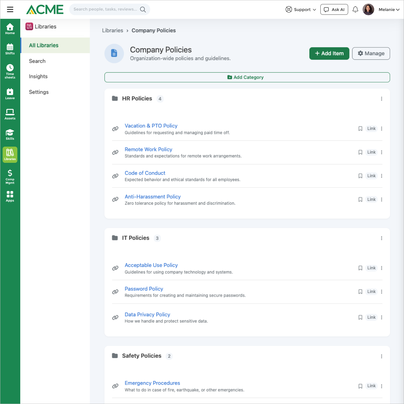 Nested library — folders within folders for structured document organization